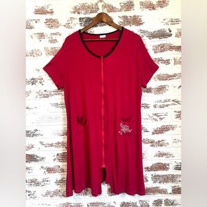 SWOMOG House Coat Night Gown Mumu Zip Front Sleepwear Lightweight Size L